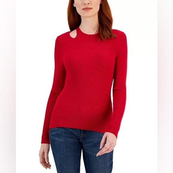 I.N.C. International Concepts Cutout Crewneck Sweater Red Women’s Size Medium - Picture 1 of 10